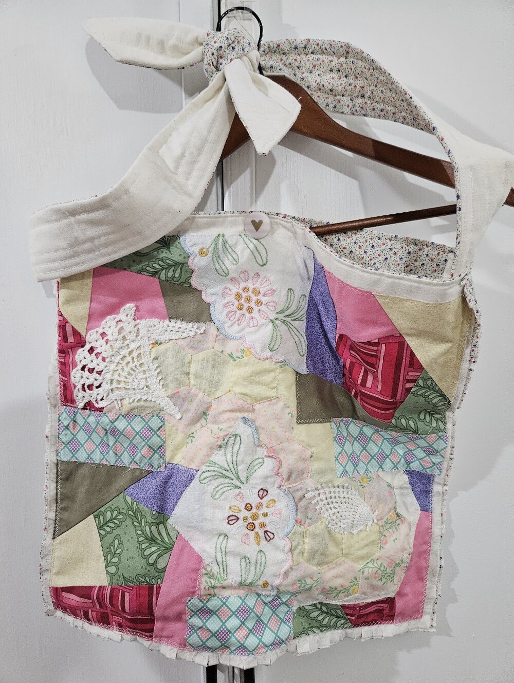 Handmade Patchwork Quilted Tote Bag in Pink